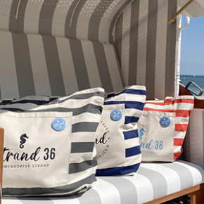 Strandtasche mit Streifen - blau - Strand 36 Strandtasche mit Streifen - blau - Strand 36